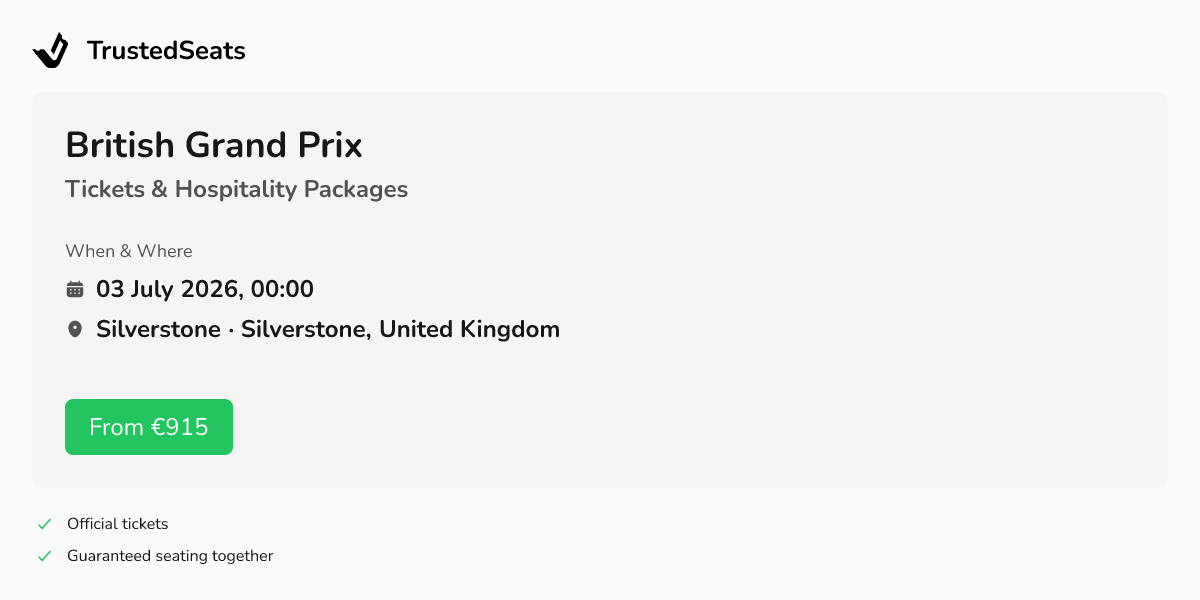 Buy British Grand Prix Tickets | 05 July 2026